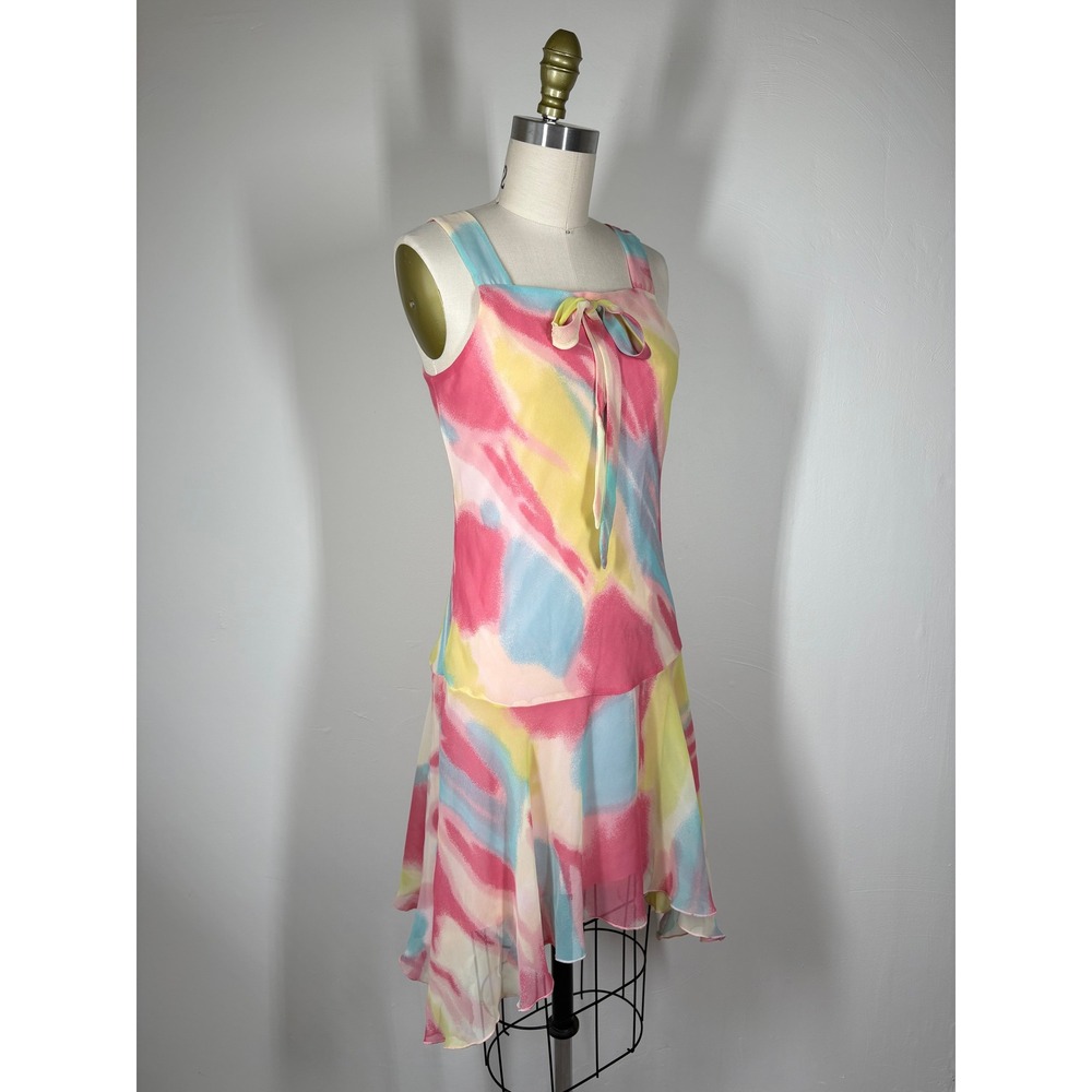 Vintage Y2K Hype Tissue Dress Small Abstract Watercolor Whimsygoth Fairycore - Picture 2 of 12